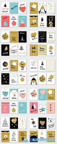 Christmas and New Year Flat Design Greeting Cards 2