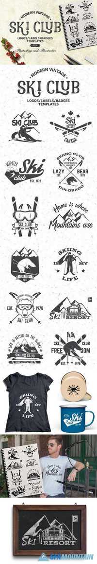 Vintage Ski Club Logos/Labels/Badges 1019173
