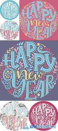 Happy New Year - Hand Drawn Lettering in Circle