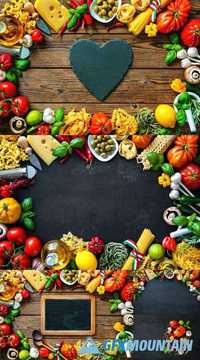 Italian Food Ingredients on Slate Background