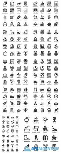 Flat Black Icons and Symbols
