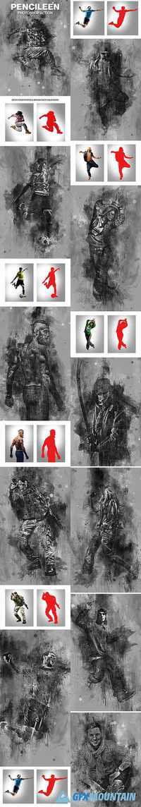 GraphicRiver - Pencileen Photoshop Action - Painting Effect 19046324