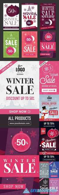 Winter Sale Abstract Mobile Banners Set