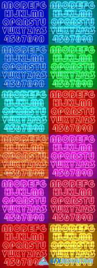 Neon Alphabet with Letters