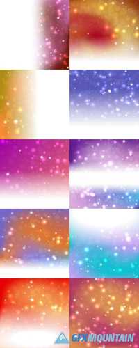 Abstract Christmas Background With Bright Stars, Bokeh and Snowflakes