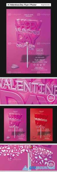 Happy Valentines Day Flyer and Poster Template 11676