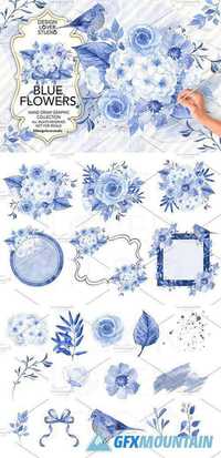 WATERCOLOR BLUE FLOWERS DESIGN - 1238149
