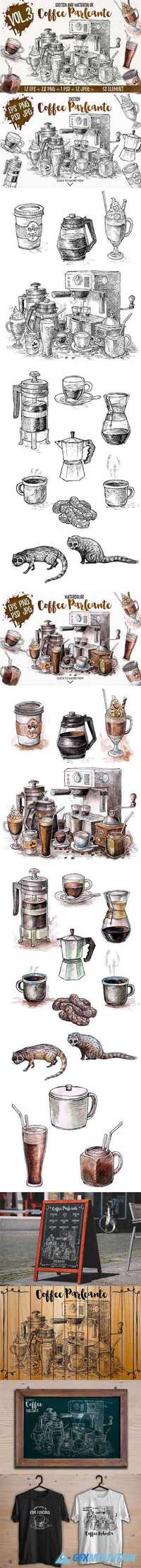 Watercolor Coffee Black Parleante 1146096