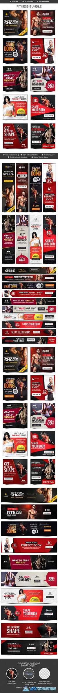 Graphicriver Fitness Banners Bundle - 10 Sets - 180 Banners 19460040