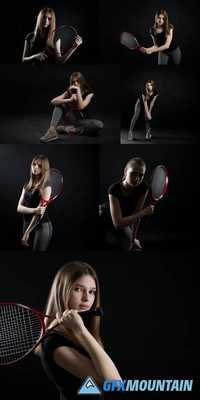Sporty Teen Girl Tennis Player with Racket
