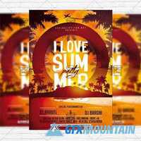 I Love Summer Party - Flyer Template + Instagram Size Flyer