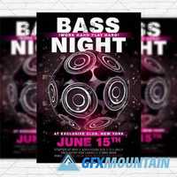 Bass Night - Flyer Template + Instagram Size Flyer