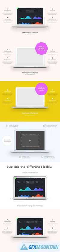 MacBook™ Mockup with a Features List 1322170