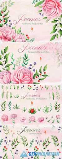 Peonies, Watercolor collection 1328523