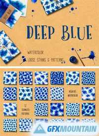 Deep Blue. Watercolor Patterns 1234998