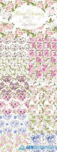 15 Hand Drawn Watercolor PATTERNS 1158026