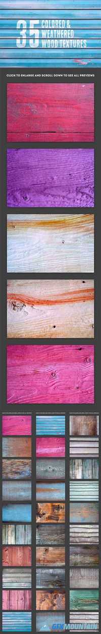 35 Colored & Weathered Wood Textures - 1059326