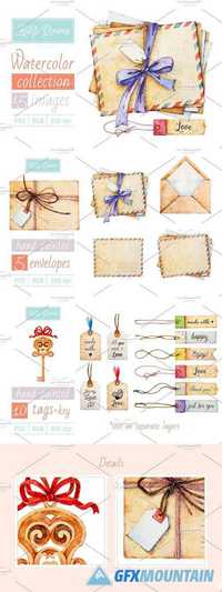 Watercolor set Envelopes and tags 704183