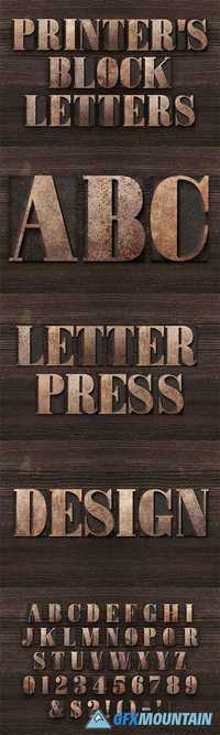 Printer's Letterpress Block Letters 1265625