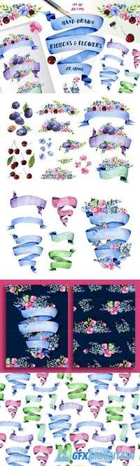 Ribbons and Flowers Set - 1435362