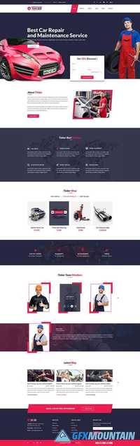 Tinker – Car Repair and eCommerce PSD