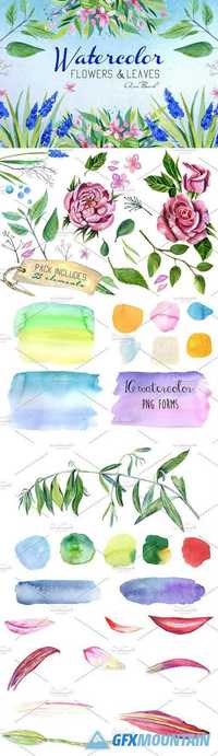 Watercolor hand painted florals kit 1491672