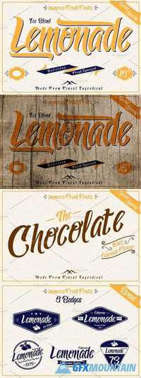 Lemonade font with 5 Badges Bonus 104410