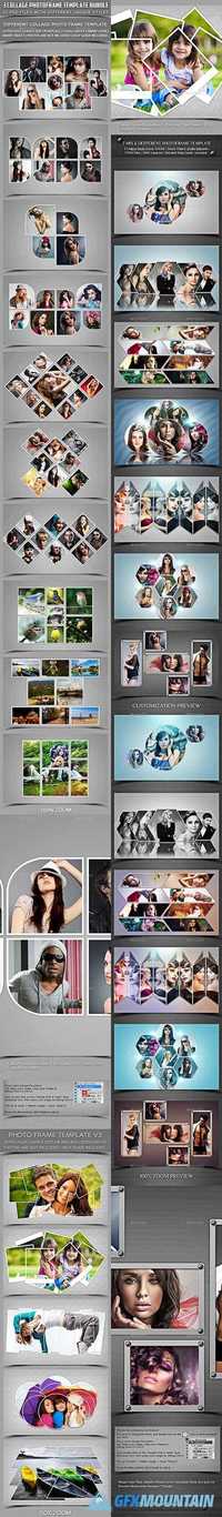 3 COLLAGE PHOTO FRAME TEMPLATE BUNDLE - 19596991