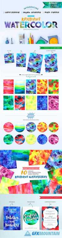 BRIGHT WATERCOLOR BACKGROUNDS VOL.1 - 1532077