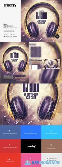 Gold Headphones Poster + FB Cover 1632912