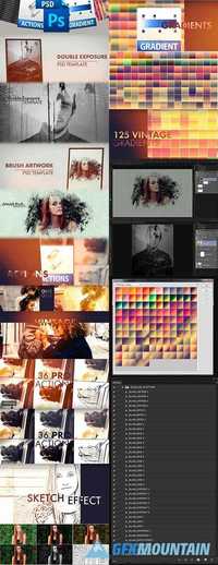 Awesome Photoshop Bundle - Actions, Gradients and PSD Templates