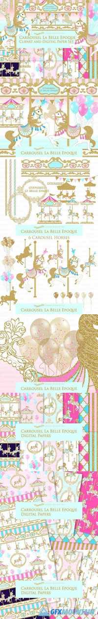 GOLD CAROUSEL CLIPART+PATTERN 1586959