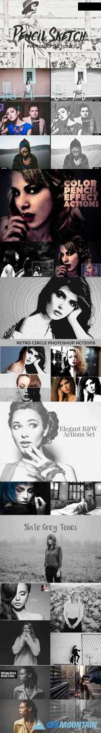 B/W & Pencil Sketch Photoshop Actions Collection