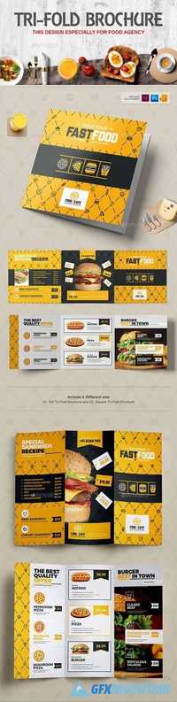 Tri-Fold Brochure (Square & Tall) Design Template for Fast Food / Restaurants / Cafe 20308586