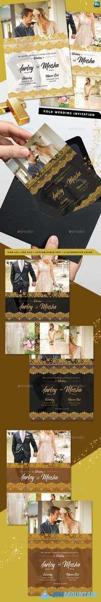 Lace Gold Wedding Invitation 20400023