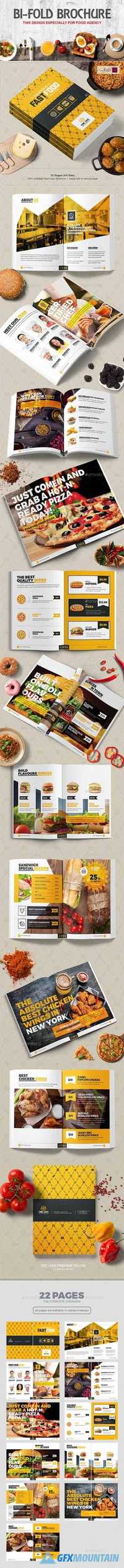 Bi-Fold Brochure Design Template for Fast Food Restaurants Cafe 20274377