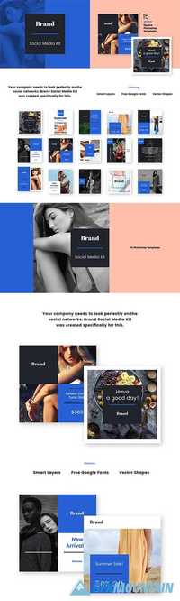 Brand Social Media Kit - 15 Unique Social Media Templates