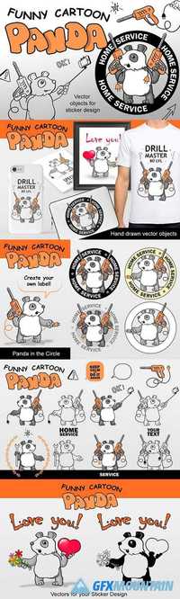 Funny Vector Pandas - Doodle Style 1738881