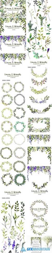 LEAVES AND WREATHS WATERCOLOR SET 1090096