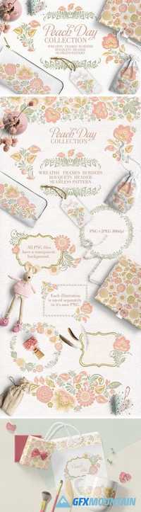 Peach Day glitter floral collection 1772360