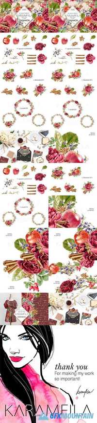 CINNAMON AND APPLES CLIPART - 1792678