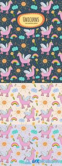 Cute Unicorns: seamless patterns 1704010