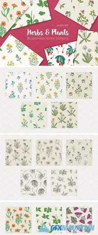 Seamless Patterns of Herbs and Plant 1838525