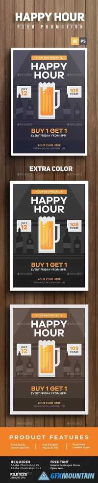 Happy Hour Beer Promotion Flyer 14265779