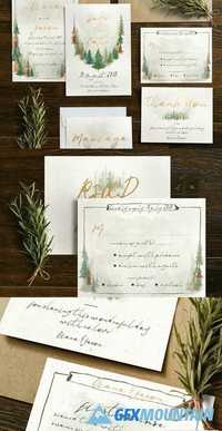 Watercolor Forest Wedding Invitation 1904211