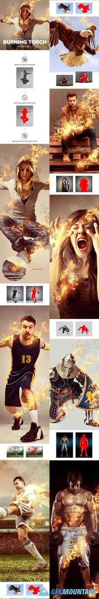 Burning Torch Photoshop Action 20701598
