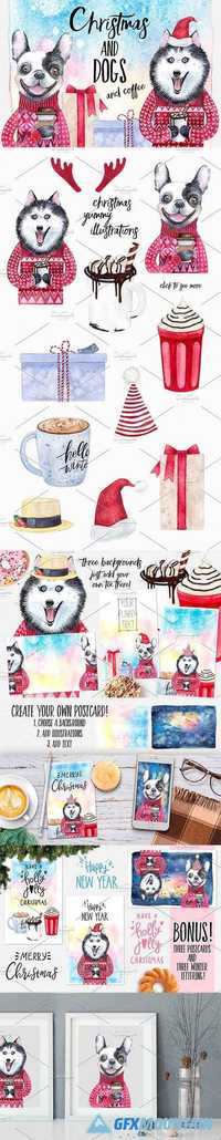 CHRISTMAS AND DOGS WATERCOLOR SET - 1923085