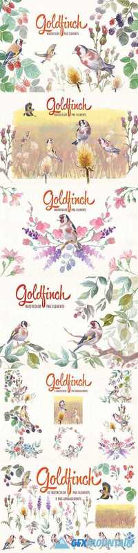 WATERCOLOR GOLDFINCH BIRD CLIPART - 1922106