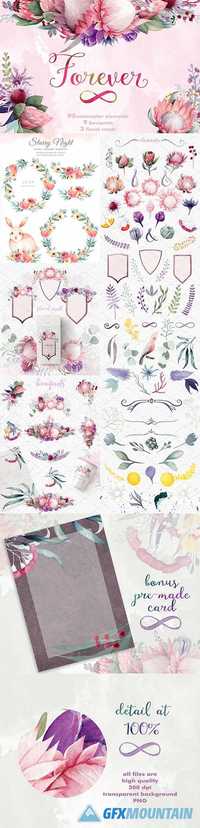 FOREVER - WATERCOLOR FLOWER SET - 910274