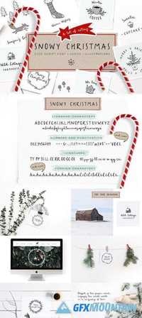 Snowy Christmas script font & logos 1840191